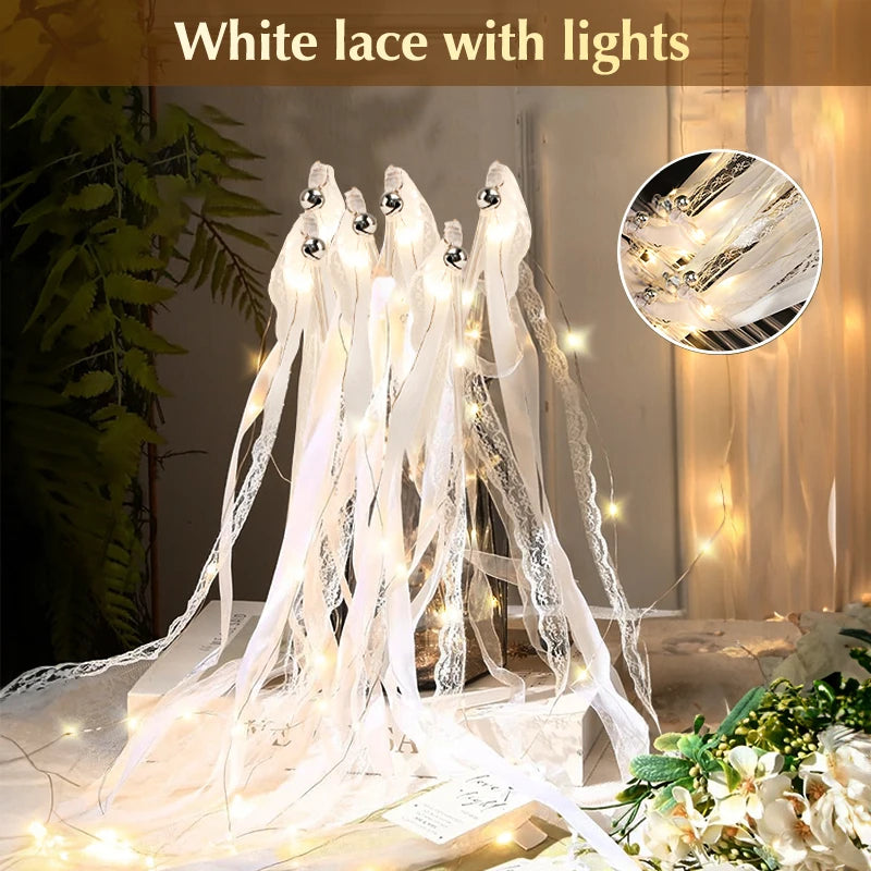 30-80pcs LED Fairy Glow Silk Stick Wands