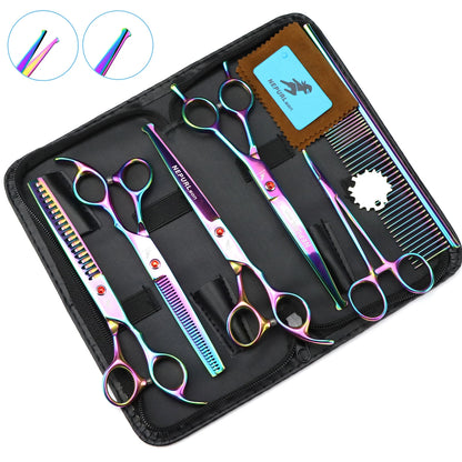 3-5pcs 7.5" Stainless Steel Pet Dog Cat Grooming Scissors Comb Sets