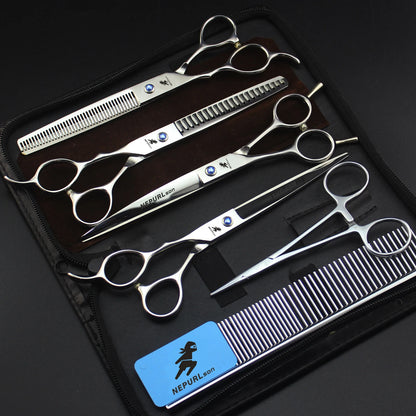 5pc Stainless Steel Pet Dog Cat 7" Grooming Scissors Combs Sets