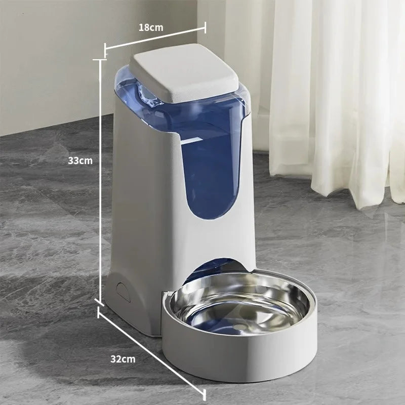 Pet Dog Cat Automatic Feeder and Water Dispenser with Stainless Steel Bowl