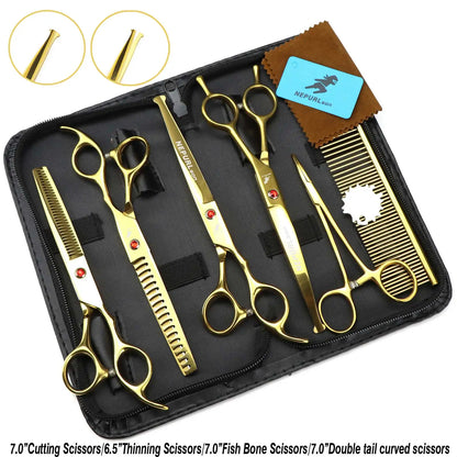 3-5pcs 7.5" Stainless Steel Pet Dog Cat Grooming Scissors Comb Sets