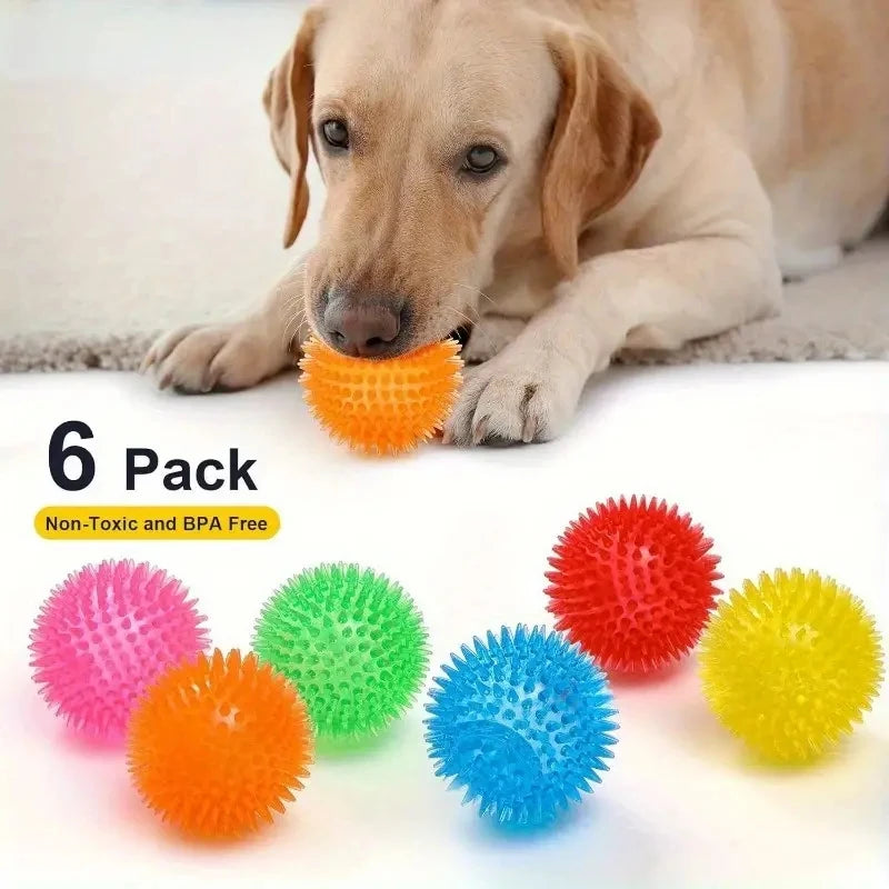 6pcs Ultimate Pet Dog Interactive Squeaky Balls Dental Hygiene Toy Set