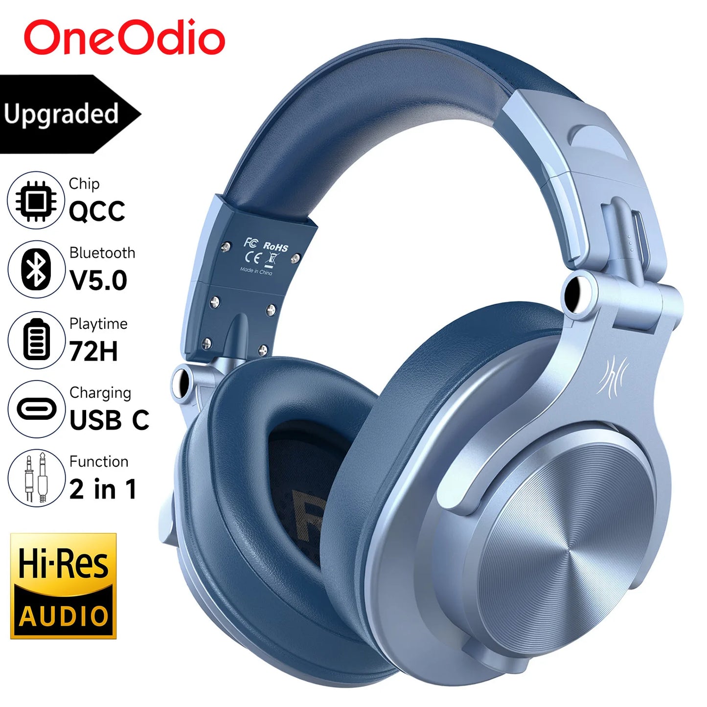 Oneodio A70 Wireless Bluetooth 5.2 Headphones with 72Hrs Playtime