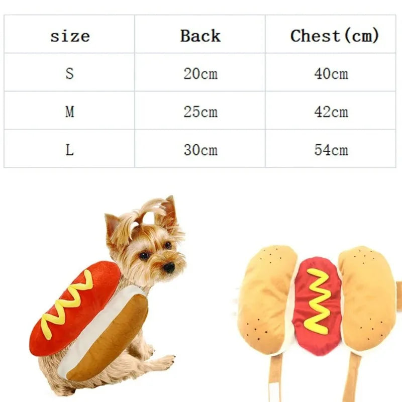 S-L Pet Dog Funny Halloween Costumes Hot Dog Shaped Apparel Dressing Up Costume Suit