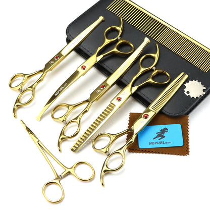 3-5pcs 7.5" Stainless Steel Pet Dog Cat Grooming Scissors Comb Sets