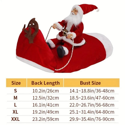 S-2XL Pet Dog Christmas Santa Claus Riding Costume