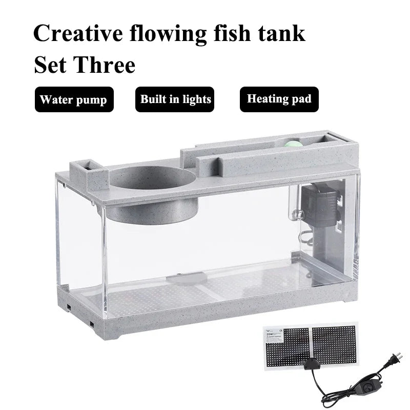 Desktop Mini Aquarium Fish Tank Kit USB Silent Water Filter