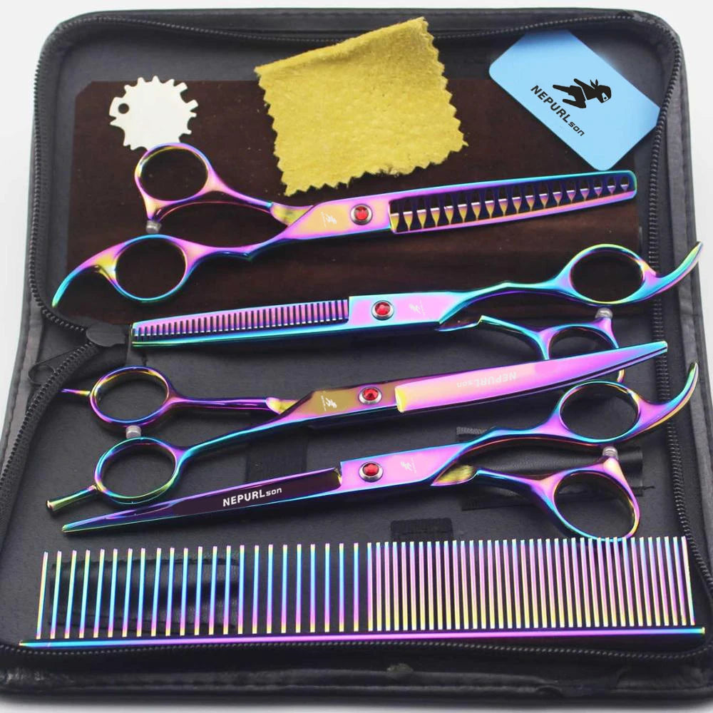 7" Stainless Steel Pet Dog Cat Grooming Scissors Comb Sets