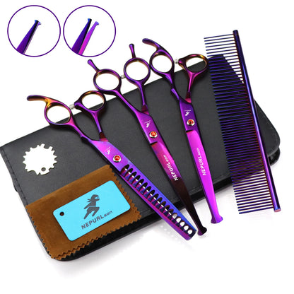 3-5pcs 7.5" Stainless Steel Pet Dog Cat Grooming Scissors Comb Sets