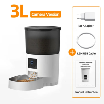 3L Automatic Pet Dog Cat Feeder Food Dispenser With Camera Video Smart Voice Recorder Remote Control