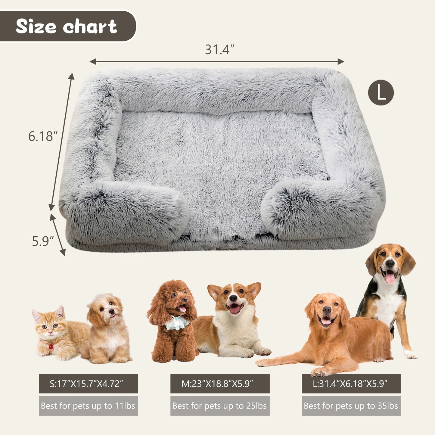 S-L Washable Orthopedic Pet Cat Dog Sofa Bed Mattress