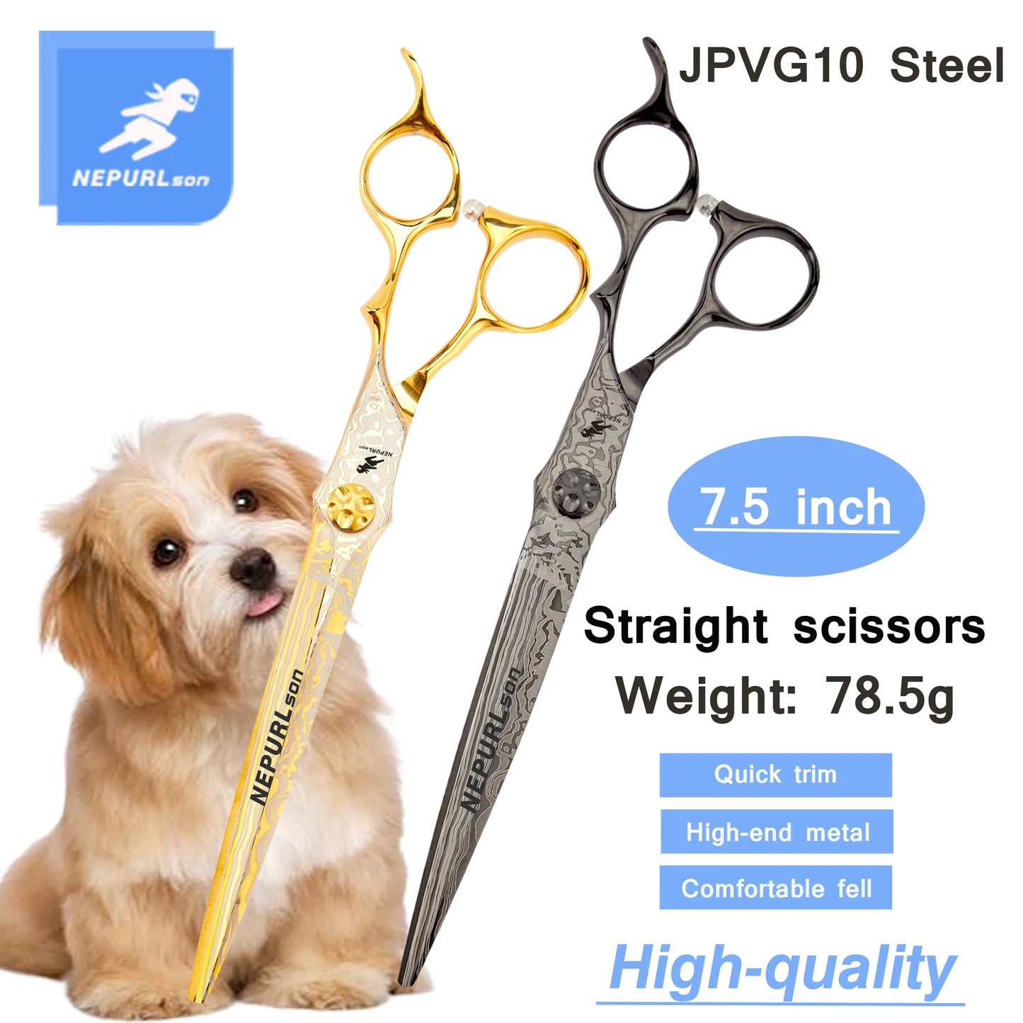 7.5" VG10 Steel Pet Dog Cat Grooming Scissors