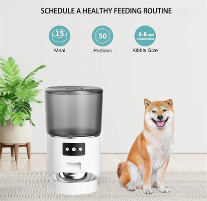 4L Automatic Pet Dog Cat Feeder Smart Timer Tuya Control with Stainless Steel Bowl