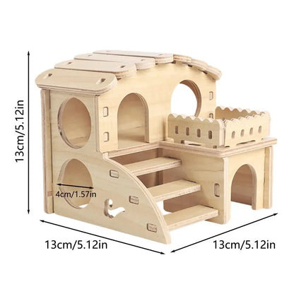 Pet Hamster Guinea Pig Small Animal Wooden House Hut Habitat with Doors Window