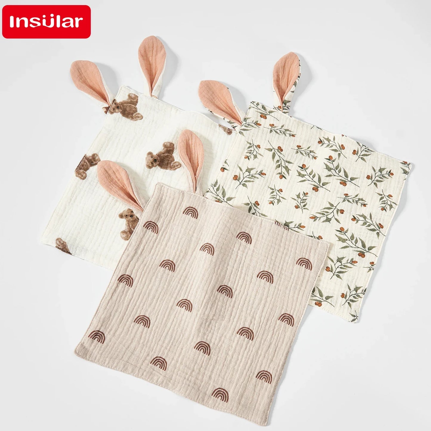 Soft Muslin Baby Saliva Towels with Cartoon Print Design