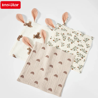 Soft Muslin Baby Saliva Towels with Cartoon Print Design