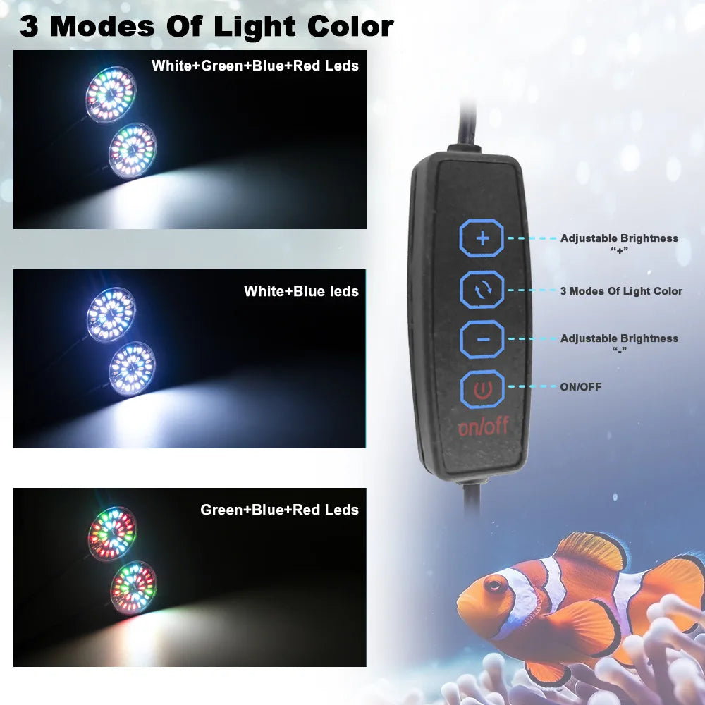 7.87-23.62" Full Spectrum LED Aquarium Fish Tank Lights Multiple Modes And Colors