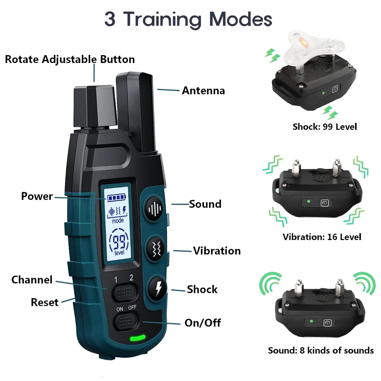 1000M Remote Pet Dog IP67 Waterproof Rechargeable Training Collar