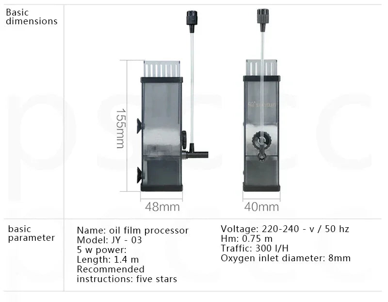 Aquarium Fish Tank Oil Film Processor Surface Skimmer Filter Pump