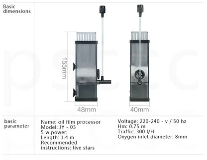 Aquarium Fish Tank Oil Film Processor Surface Skimmer Filter Pump