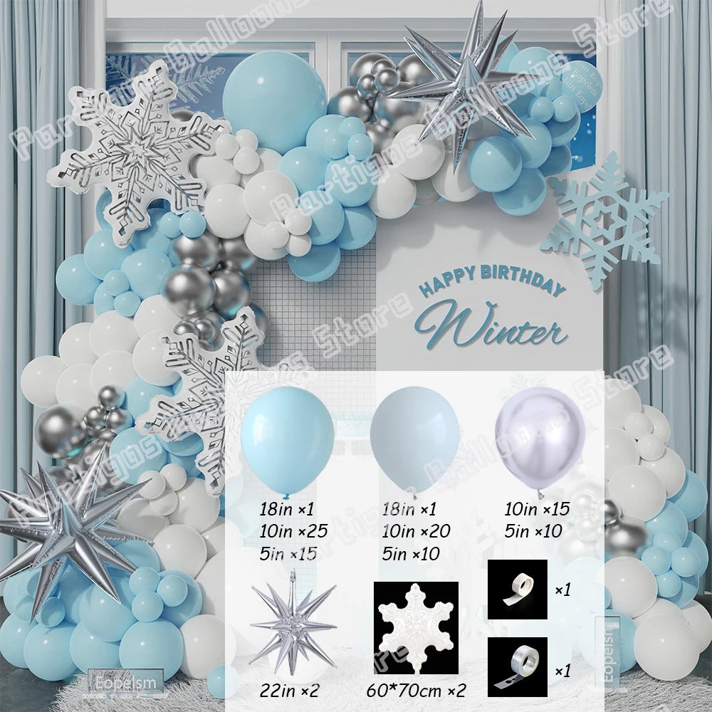 Transparent Dazzling Snowflake Balloon Garland for Winter Decor