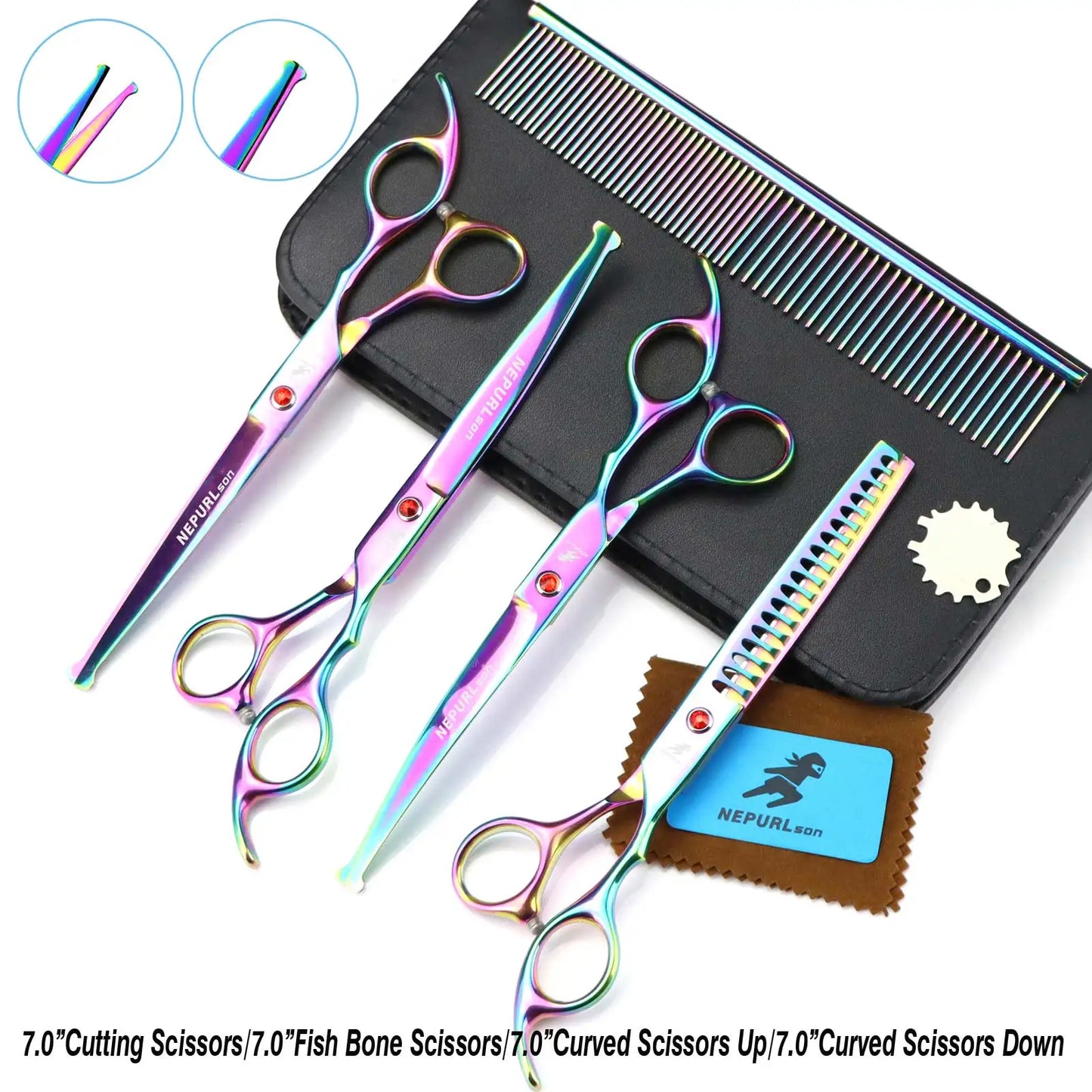 3-5pcs 7.5" Stainless Steel Pet Dog Cat Grooming Scissors Comb Sets