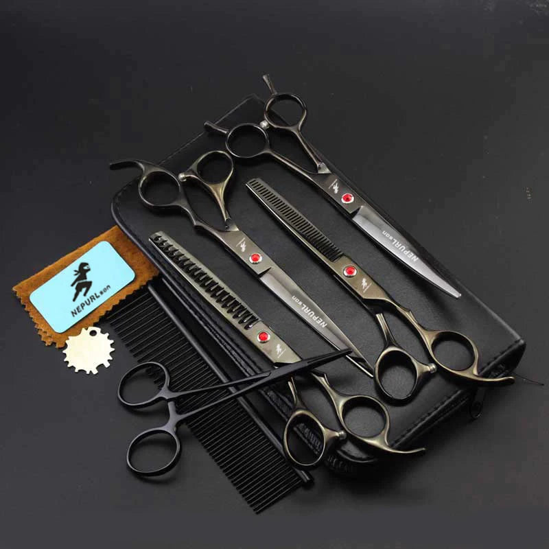 4-7pc Stainless Steel Pet Dog Cat 7" Grooming scissors Comb Sets