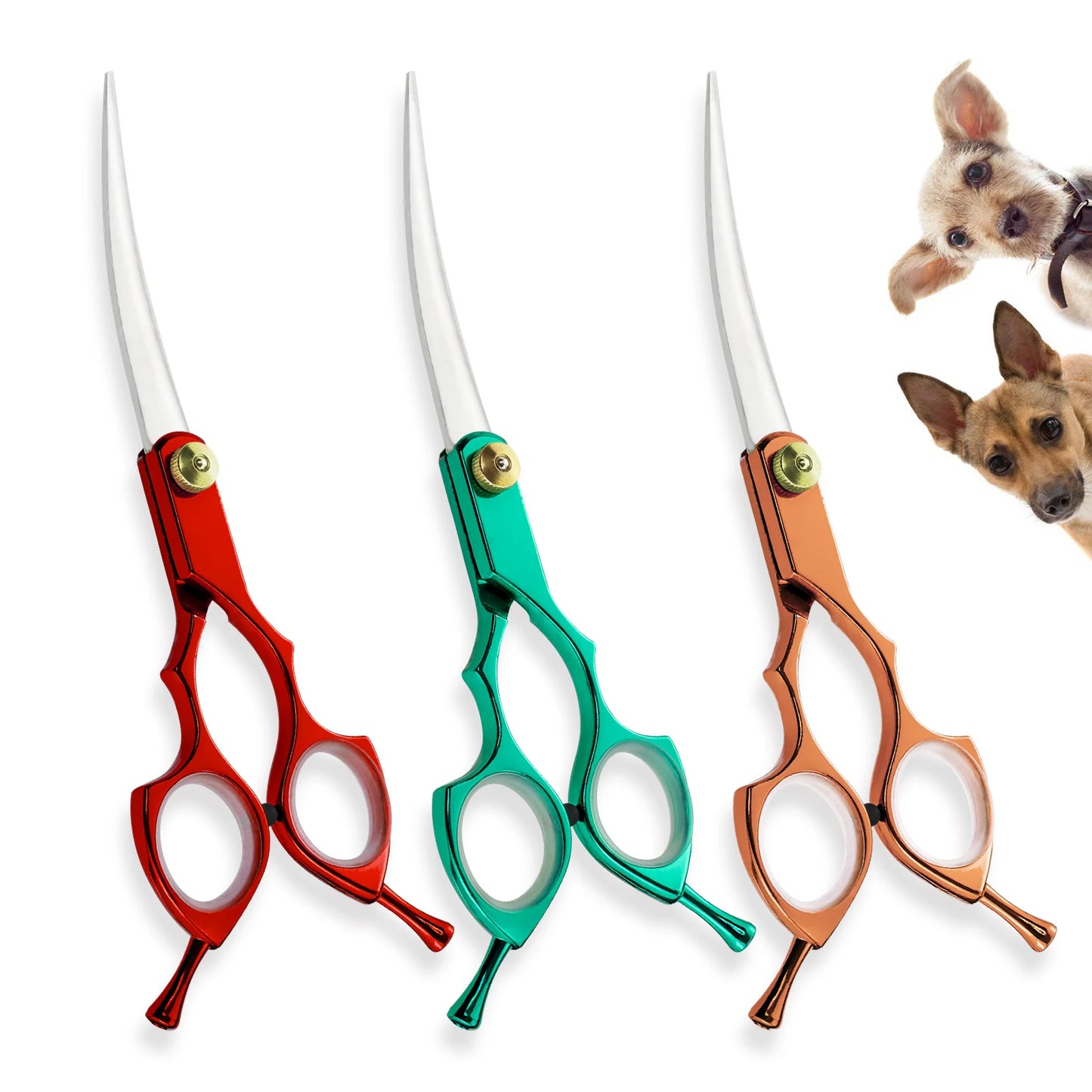 7" Pet Dog Cat Curved Grooming Scissors