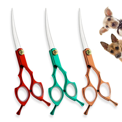 7" Pet Dog Cat Curved Grooming Scissors