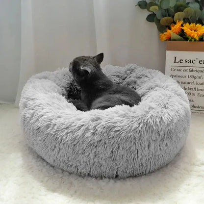 S-XL Pet Cat Dog Round Soft Long Plush Beds Cushion Mat Sleeping Sofa