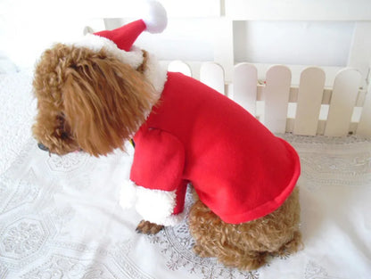 XS-XL Pet Dog Cat Christmas Cosplay Suit Santa Claus Dress Up Costume