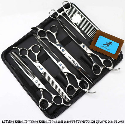 8" Stainless Steel Pet Dog Cat Grooming Scissors Combs Kits