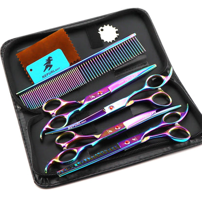 4-6pc 7/8 " Stainless Steel Pet Dog Cat Grooming Scissors Combs Sets