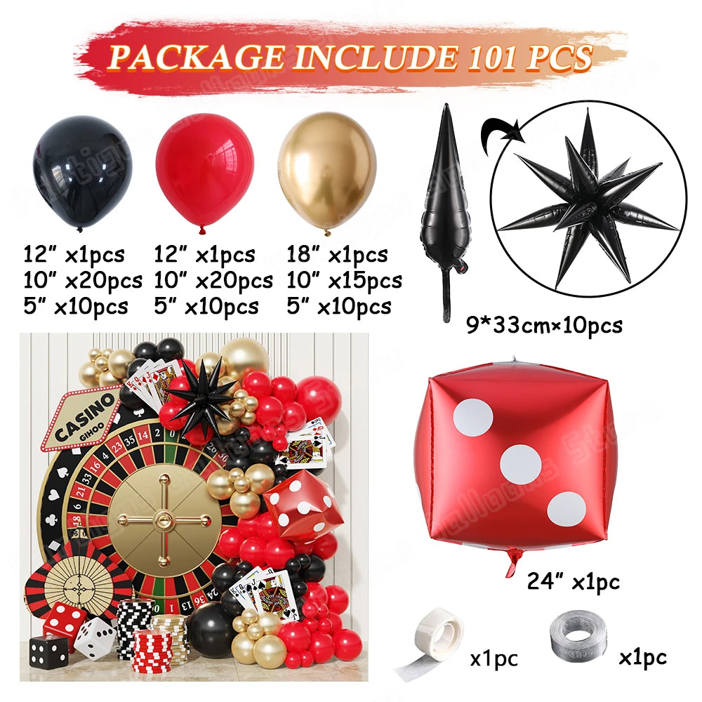 101pcs Casino Party Balloon Garland Kit for Adults