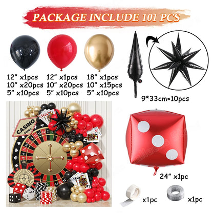 101pcs Casino Party Balloon Garland Kit for Adults