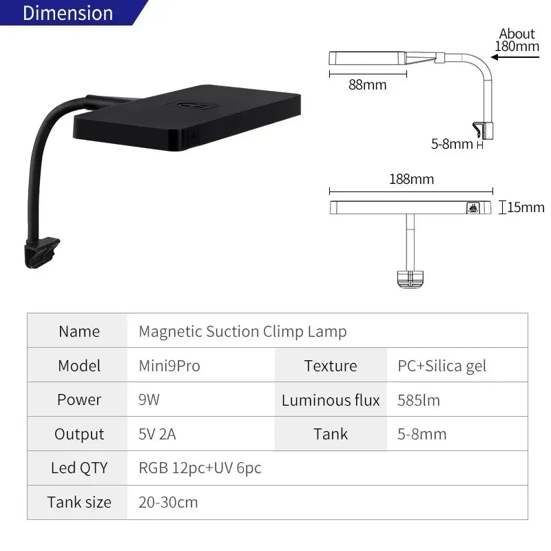 Full spectrum LED USB Aquarium Fish Tank Light Lamp