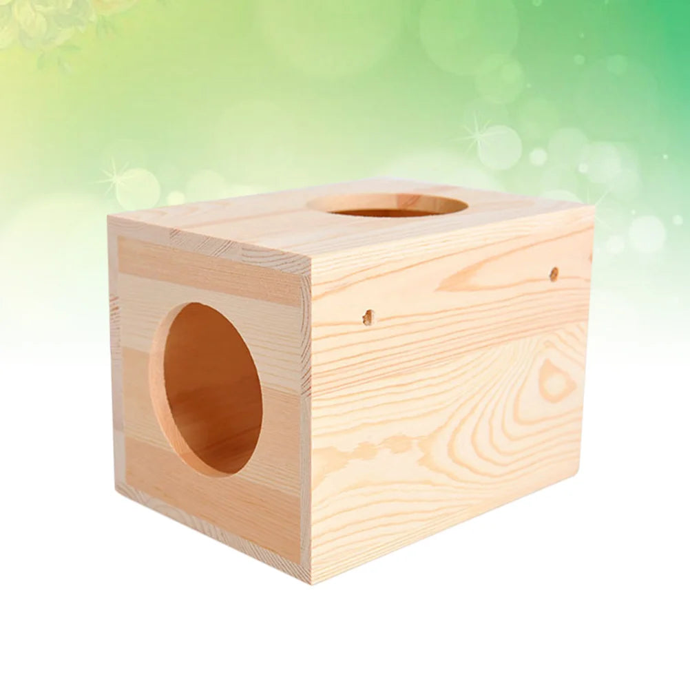 Natural Wood Small Pet Hamster Guinea Chinchilla House Cage Nest