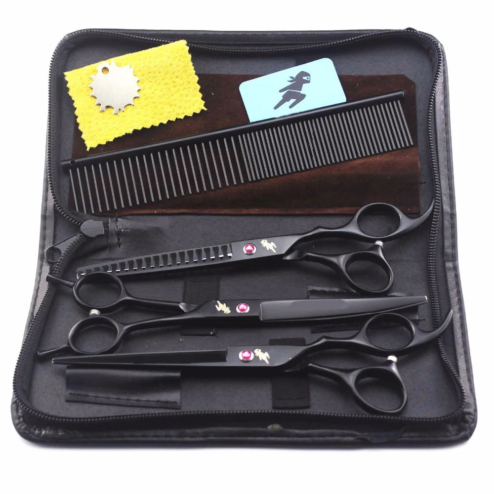 4pc 7" Stainless Steel Pet Dog Cat Grooming Scissors Comb Sets