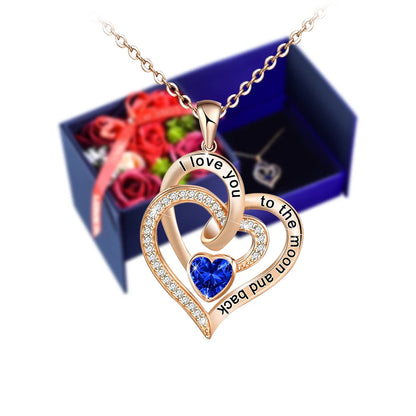 Artificial Soap Rose Crystal Heart Necklace Gift Box Set