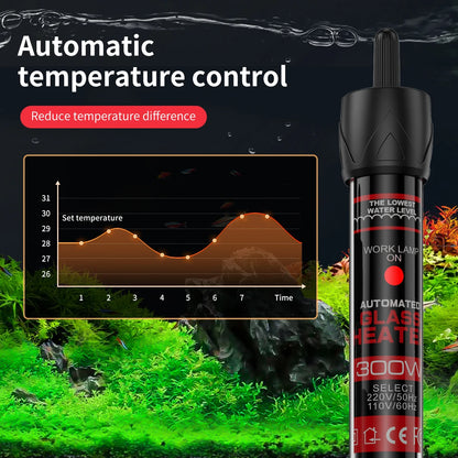 25-300W Adjustable Temperature Submersible Aquarium Fish Tank Thermostat Heater Rod