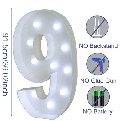 91.5cm Giant Light-Up Number Frame (0-9)