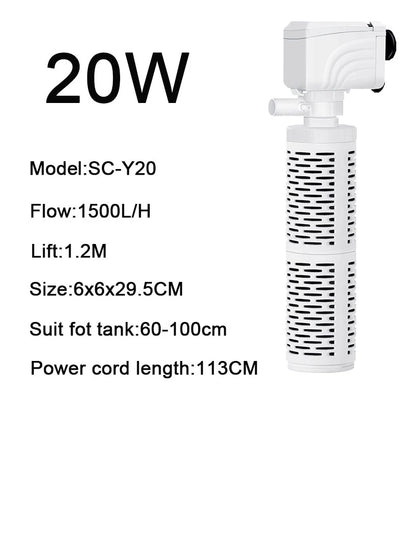 3 in 1 Aquarium Fish Tank Submersible Air Oxygen Aerator Filter Pump Silent