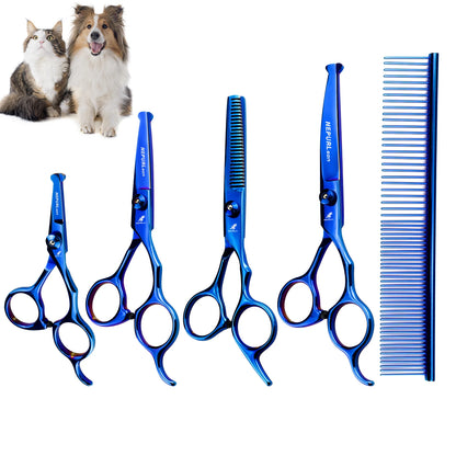 5-7.5" Pet Dog Cat 4pc Stainless Steel Grooming Scissors Comb Sets