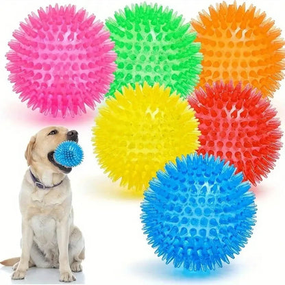 6pcs Ultimate Pet Dog Interactive Squeaky Balls Dental Hygiene Toy Set