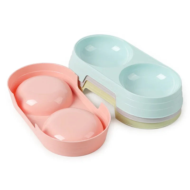 Pet Dog Cat Stainless Steel Double Food Water Bowls