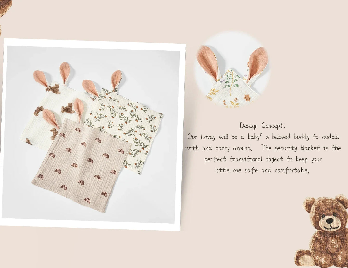 Soft Muslin Baby Saliva Towels with Cartoon Print Design