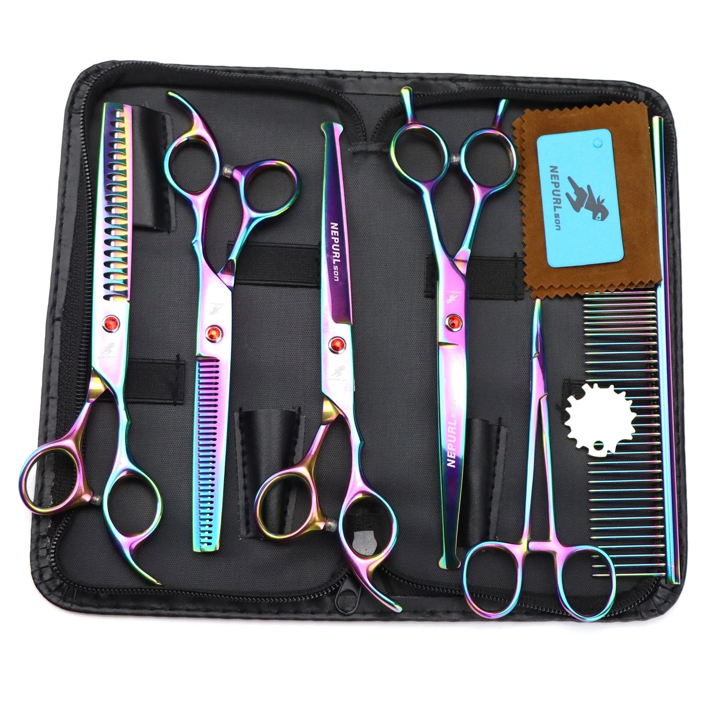 3-5pcs 7.5" Stainless Steel Pet Dog Cat Grooming Scissors Comb Sets