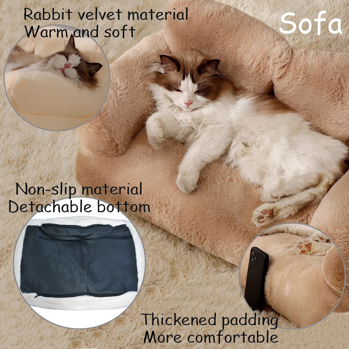 M-2XL Pet Dog Cat Sofa Lounger Bed Waterproof with Backrest