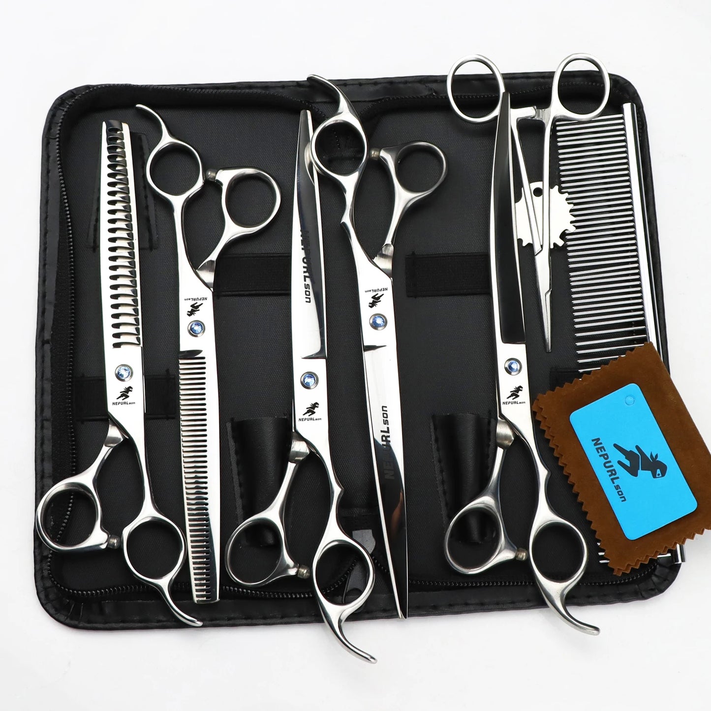 8" Stainless Steel Pet Dog Cat Grooming Scissors Combs Kits