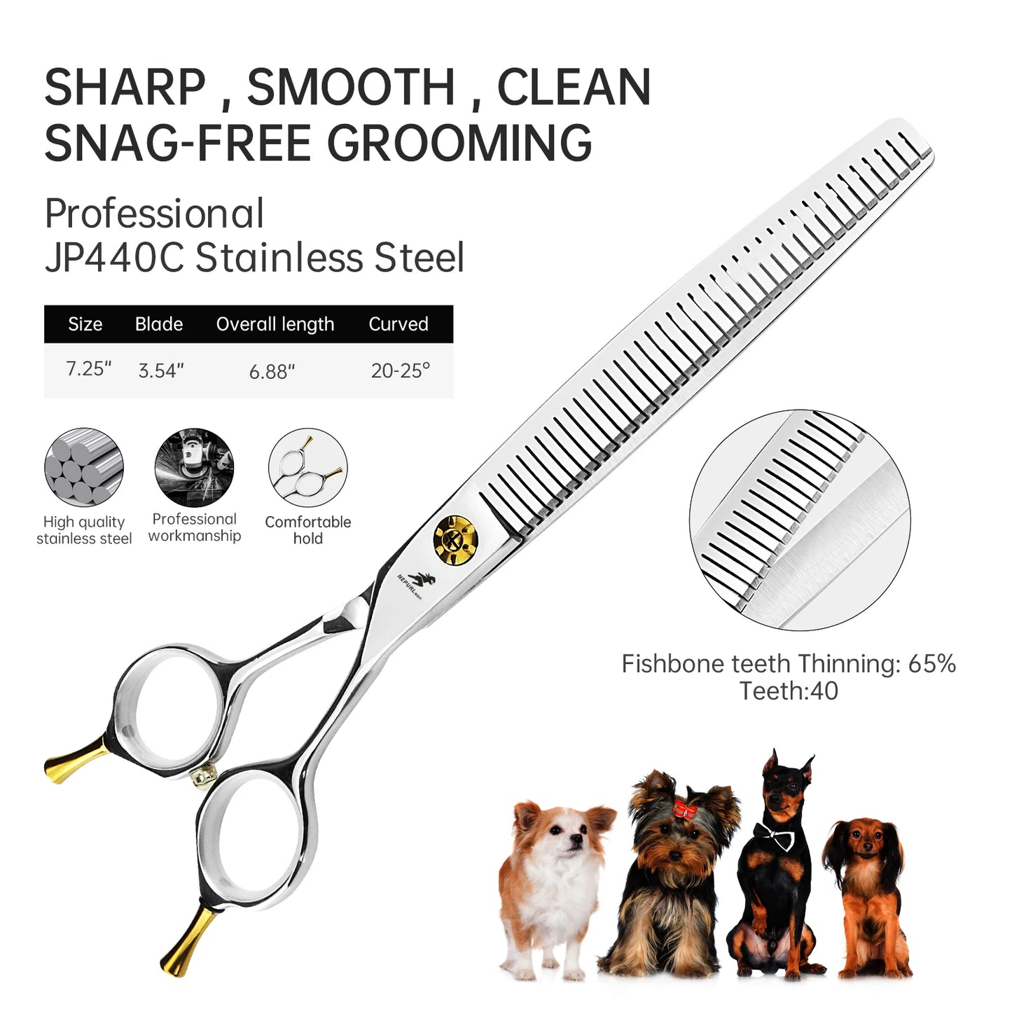 7-8" Stainless Steel Pet Dog Cat Grooming Thinning Scissors